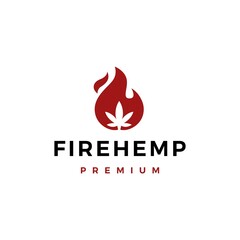 fire cannabis logo vector icon illustration