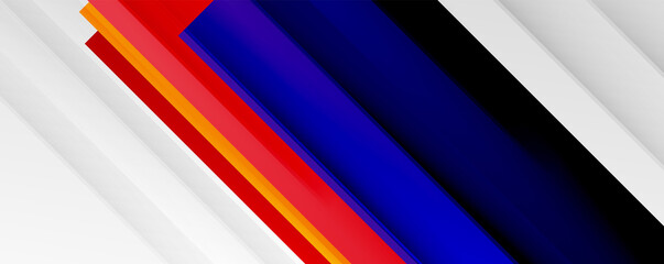 Fototapeta premium Geometric abstract backgrounds with shadow lines, modern forms, rectangles, squares and fluid gradients. Bright colorful stripes cool backdrops