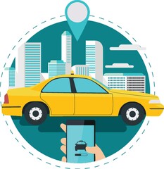 Fototapeta na wymiar Online taxi services concept
