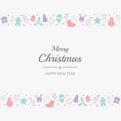 Christmas card with beautiful ornaments. Concept of Xmas greeting card. Vector