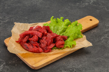 Raw beef meat sliced for cooking