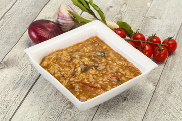 Caucasian Kharcho soup with beef meat