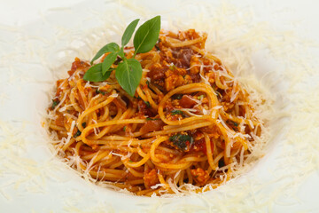 Italian traditional Pasta Bolognese with meat