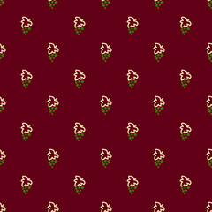 Seamless pattern with grape. Hand drawn elements. Pattern on a colored background with doodles for printing on fabrics, paper, packaging. Vector illustration