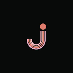 Line letter J logotype pastel colors. Unique modern for company and business identity