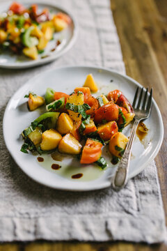 Summer Salad with Peach and Heirloom Tomatoes