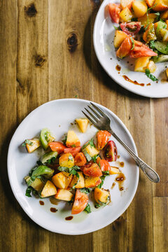 Summer Salad with Peach and Heirloom Tomatoes