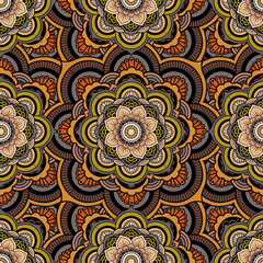 Seamless repeating pattern consisting of colored mandal.Vector