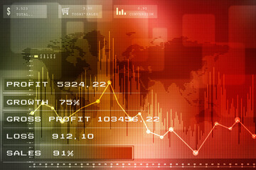 2d rendering Stock market online business concept. business Graph 