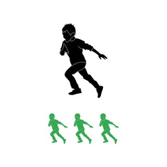 Colorful Silhouette of Kids Running  Outside