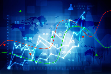 2d rendering Stock market online business concept. business Graph 