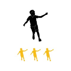 Colorful Silhouette of Kids Running  Outside
