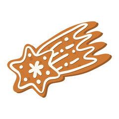 Vector christmas star gingerbread cooki white background. Hand drawn illustation.