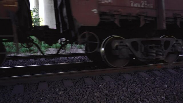 wheels of the train are moving on the rails