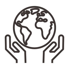 global concept with hand gesture