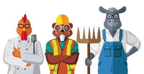 Set of animal character icons.