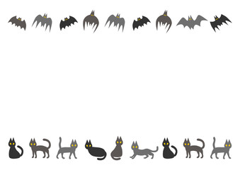 ハロウィン コウモリと黒猫のイラスト 模様 背景 Wall Mural Osame