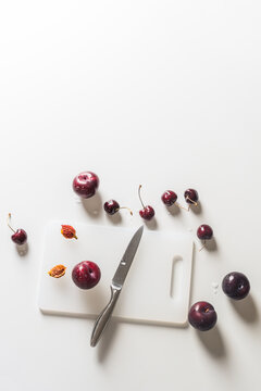Freshly Washed Plums and Cherries