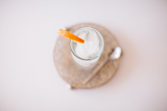 Soda water with orange slice