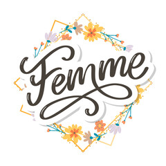 Obraz premium decorative femme text lettering calligraphy flowers brush slogan