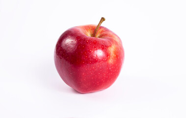 Fresh organic apple . Isolated on white background red apple. Juicy red tasty fruit.