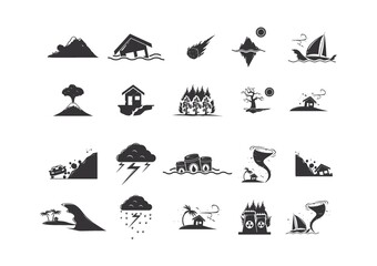 set of natural disaster icons