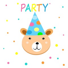 Obraz na płótnie Canvas cute animals in party hats happy birthday decoration vector illustration