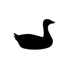 Geese black silhouette on isolated white background. Vector illustration of waterfowl for icons, logos or other design elements.