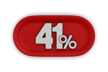 Button with fourty one percent on white background. Isolated 3D illustration