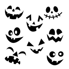 Vector illustration collection with silhouettes of а funny faces for Halloween