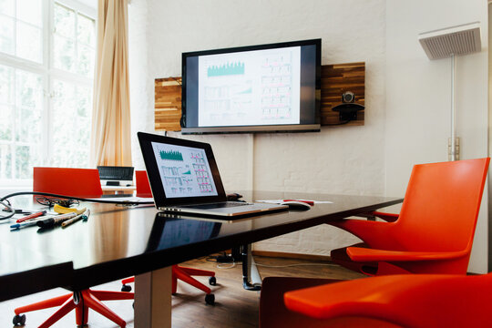 Conference Room with Laptop and Flat Screen