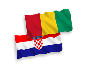 Flags of Guinea and Croatia on a white background