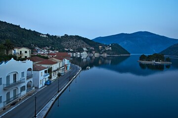 Fototapeta na wymiar Greece, the island of Ithaki - view of the Vathi before sunrise