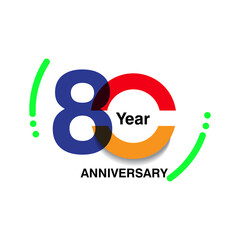 80th years anniversary logo, vector design birthday celebration colorful on white background