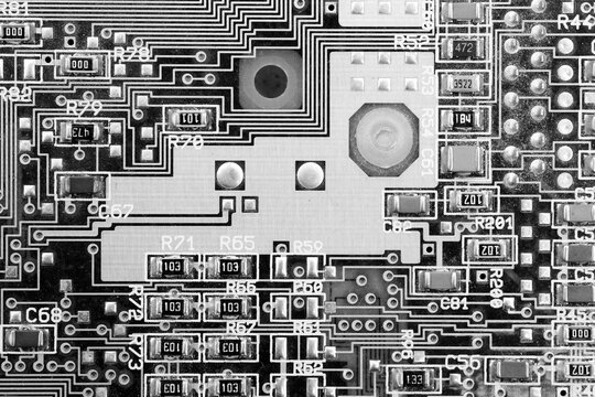 Black and white abstract macro of a harddisk