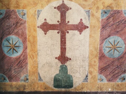 Roman catholic religious icons in a church in Tuscany, Italy