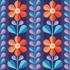 Background orange flowers leaves concept design. Abstract artistic seamless pattern. Decorative ornament. Vector illustration. 