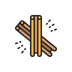 Cinnamon, spice flat color line icon. Isolated on white background