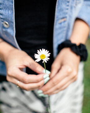 Girl holding a flower