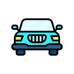 party icons related car with mirror and lights vector with editable stroke,