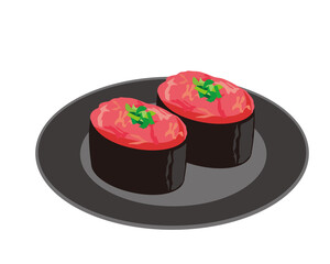 ネギトロの軍艦巻きのベクターイラスト　握り寿司　ネギトロ軍艦