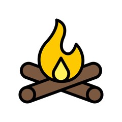 party icons related fire with wooden for party vector with editable stroke,