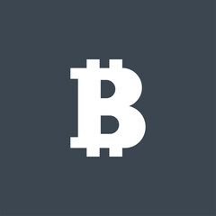 Bitcoin related vector glyph icon. Isolated onblack background. Vector illustration.