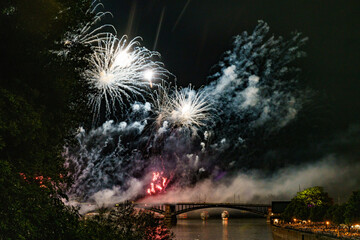 Fireworks in Summer in Mainz Germany