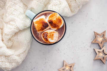 Smores hot chocolate with roasted marshmallow