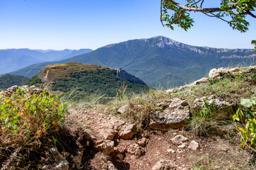 Mountain landscape. Summer tracking. The Mountains Of The Crimea