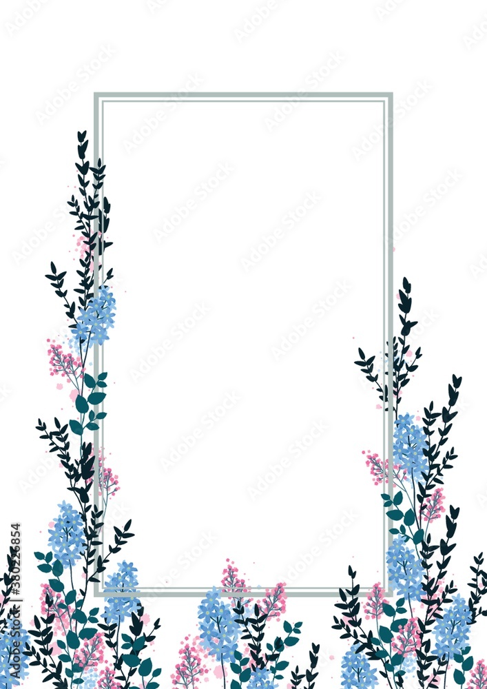 Wall mural frame with floral design