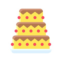 party icons related three layers cake with chocolate for party and celebration vector with editable stroke