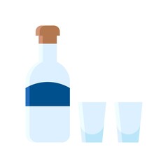 party icons related wine bottle with glasses for party and celebration vector with editable stroke