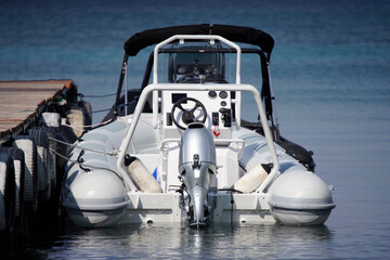 inflatable boat with a powerful engine